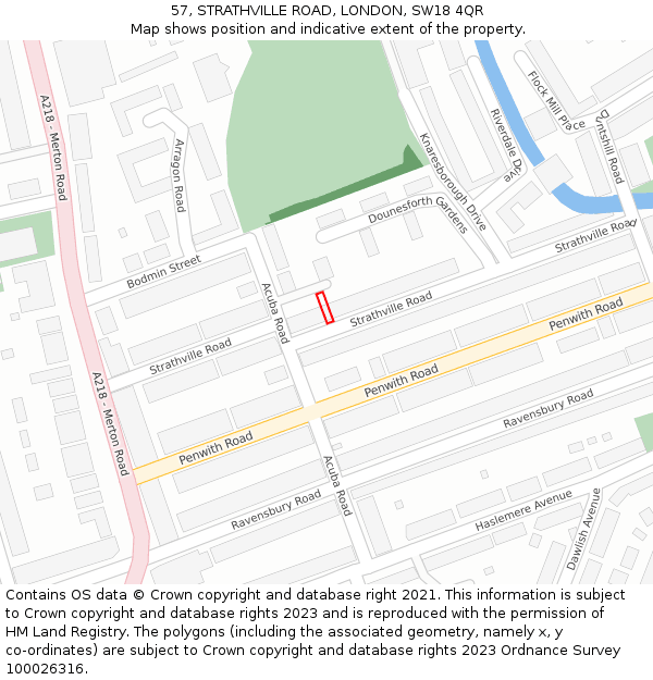 57, STRATHVILLE ROAD, LONDON, SW18 4QR: Location map and indicative extent of plot