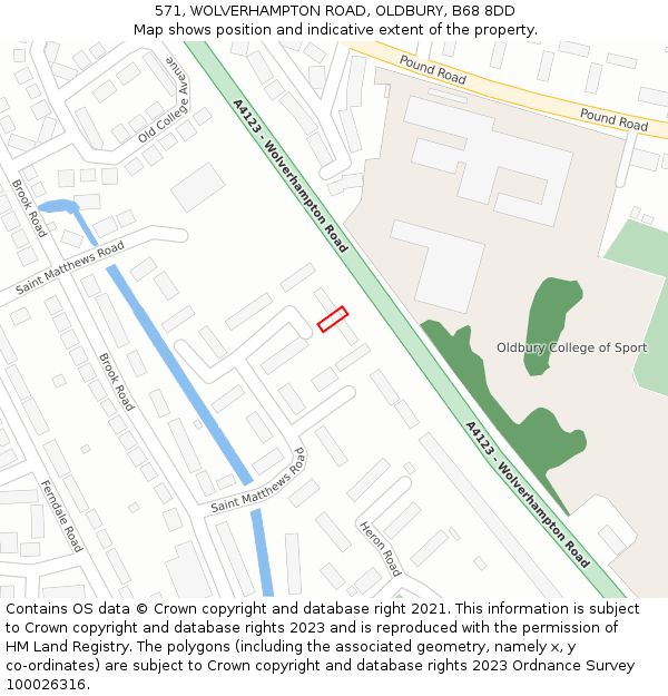 571, WOLVERHAMPTON ROAD, OLDBURY, B68 8DD: Location map and indicative extent of plot