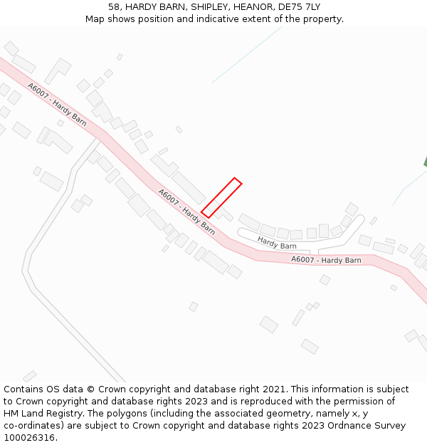58, HARDY BARN, SHIPLEY, HEANOR, DE75 7LY: Location map and indicative extent of plot