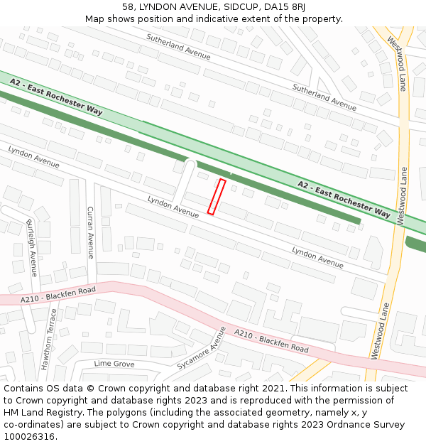 58, LYNDON AVENUE, SIDCUP, DA15 8RJ: Location map and indicative extent of plot
