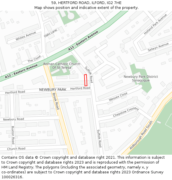 59, HERTFORD ROAD, ILFORD, IG2 7HE: Location map and indicative extent of plot