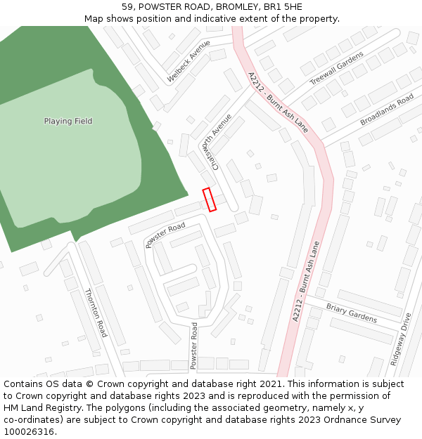 59, POWSTER ROAD, BROMLEY, BR1 5HE: Location map and indicative extent of plot