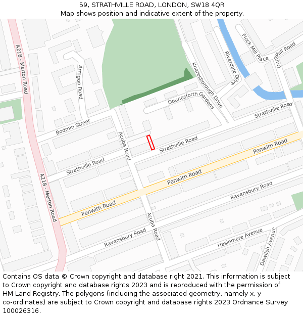59, STRATHVILLE ROAD, LONDON, SW18 4QR: Location map and indicative extent of plot