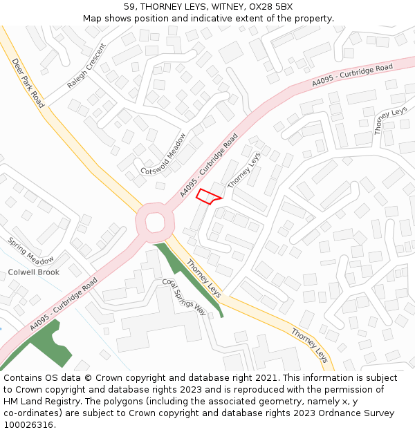 59, THORNEY LEYS, WITNEY, OX28 5BX: Location map and indicative extent of plot