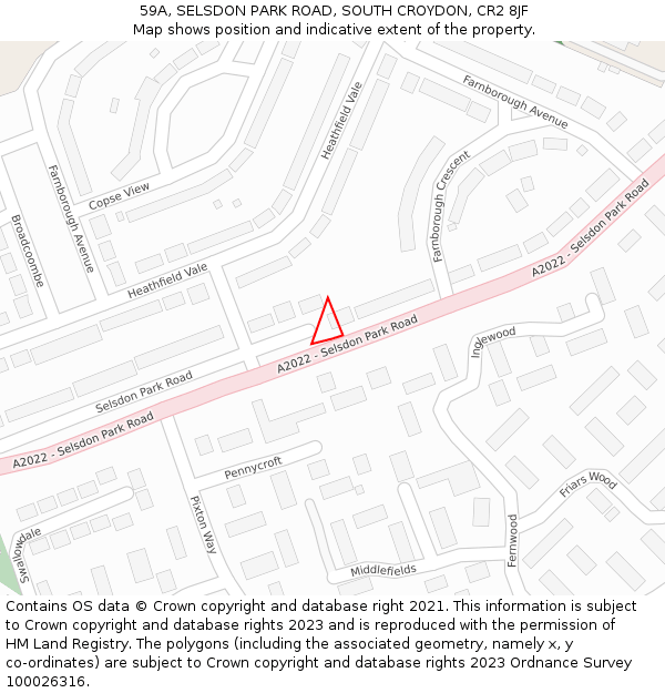 59A, SELSDON PARK ROAD, SOUTH CROYDON, CR2 8JF: Location map and indicative extent of plot