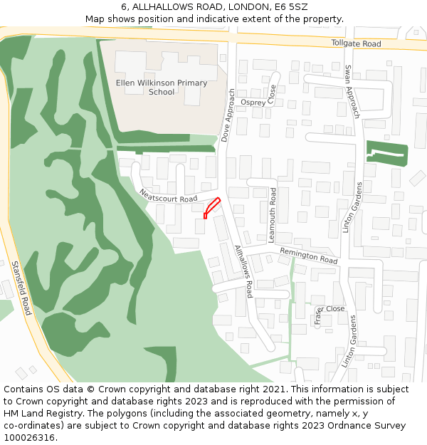 6, ALLHALLOWS ROAD, LONDON, E6 5SZ: Location map and indicative extent of plot