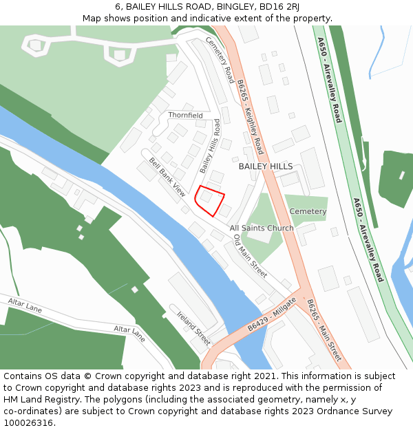 6, BAILEY HILLS ROAD, BINGLEY, BD16 2RJ: Location map and indicative extent of plot
