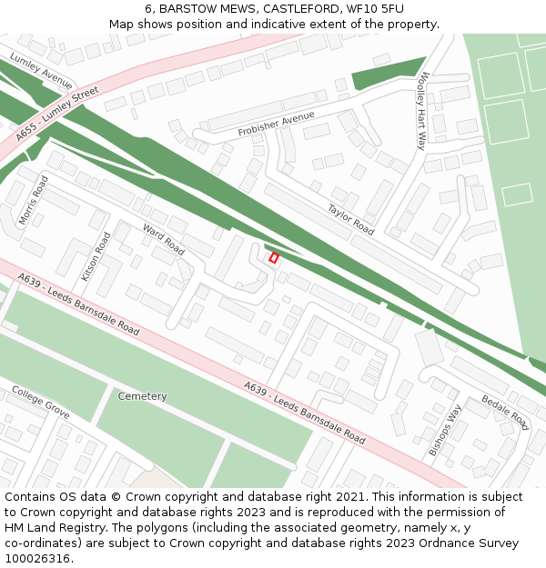 6, BARSTOW MEWS, CASTLEFORD, WF10 5FU: Location map and indicative extent of plot