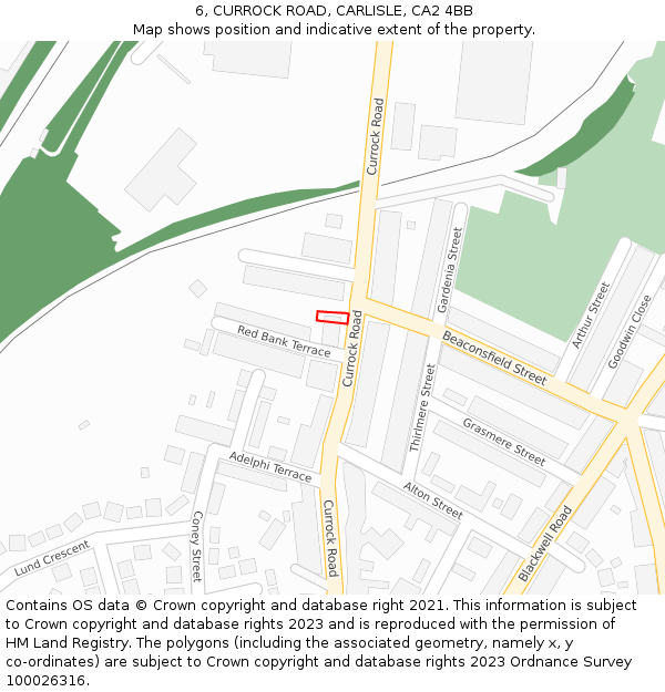 6, CURROCK ROAD, CARLISLE, CA2 4BB: Location map and indicative extent of plot