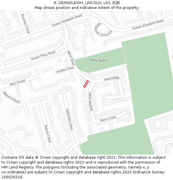 6, DEANSLEIGH, LINCOLN, LN1 3QB: Location map and indicative extent of plot