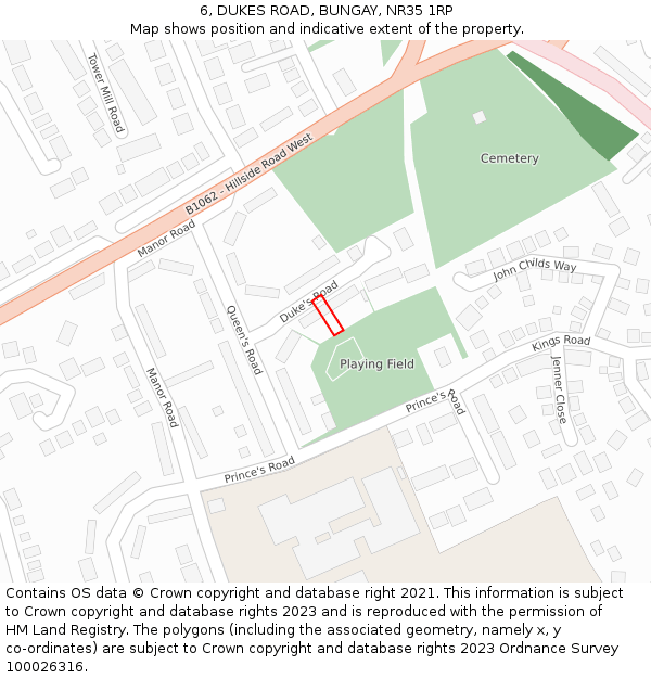 6, DUKES ROAD, BUNGAY, NR35 1RP: Location map and indicative extent of plot