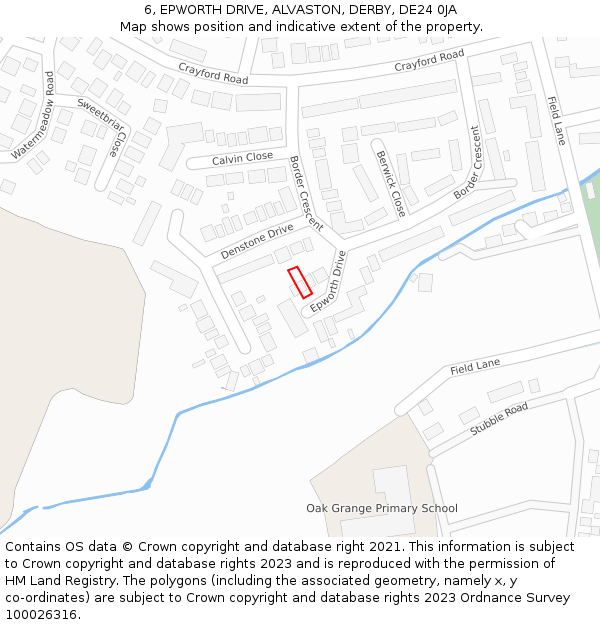 6, EPWORTH DRIVE, ALVASTON, DERBY, DE24 0JA: Location map and indicative extent of plot