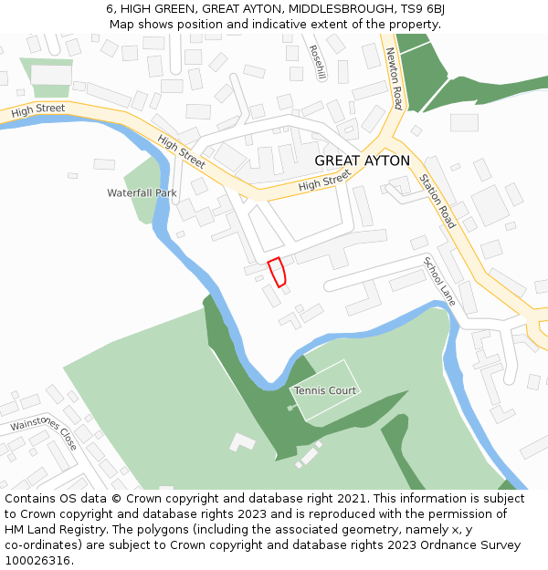 6, HIGH GREEN, GREAT AYTON, MIDDLESBROUGH, TS9 6BJ: Location map and indicative extent of plot