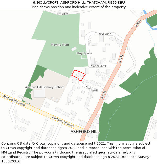 6, HOLLYCROFT, ASHFORD HILL, THATCHAM, RG19 8BU: Location map and indicative extent of plot