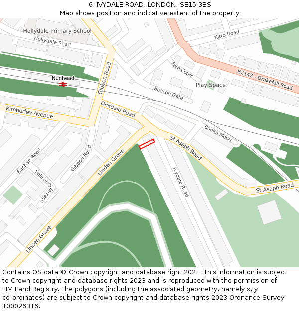 6, IVYDALE ROAD, LONDON, SE15 3BS: Location map and indicative extent of plot
