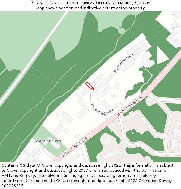 6, KINGSTON HILL PLACE, KINGSTON UPON THAMES, KT2 7QY: Location map and indicative extent of plot