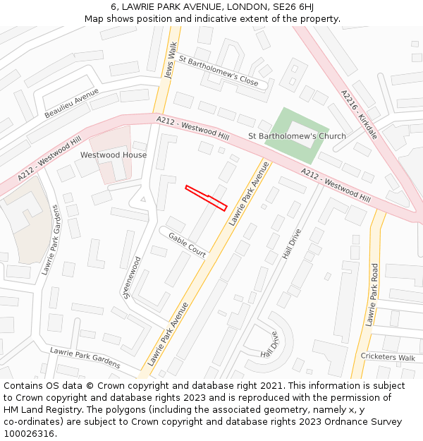 6, LAWRIE PARK AVENUE, LONDON, SE26 6HJ: Location map and indicative extent of plot