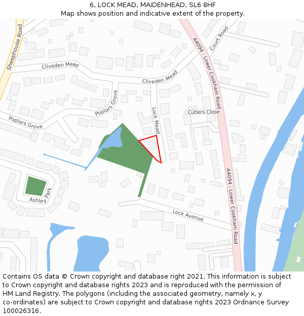 6, LOCK MEAD, MAIDENHEAD, SL6 8HF: Location map and indicative extent of plot
