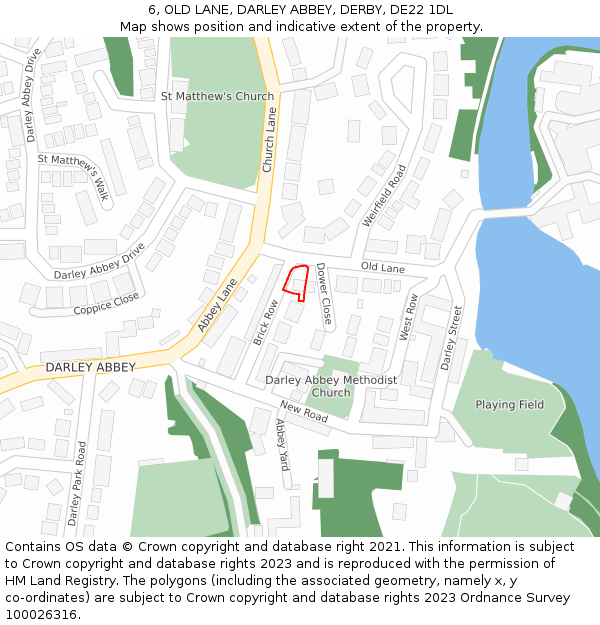 6, OLD LANE, DARLEY ABBEY, DERBY, DE22 1DL: Location map and indicative extent of plot