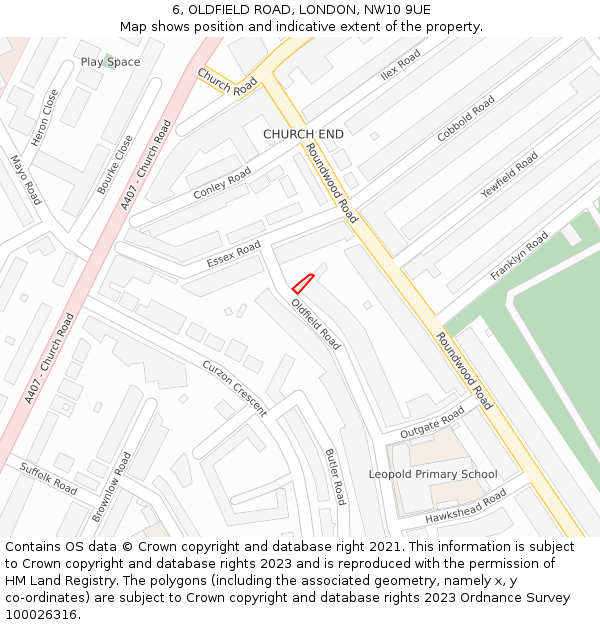 6, OLDFIELD ROAD, LONDON, NW10 9UE: Location map and indicative extent of plot