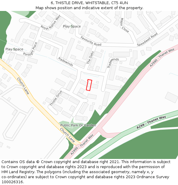 6, THISTLE DRIVE, WHITSTABLE, CT5 4UN: Location map and indicative extent of plot