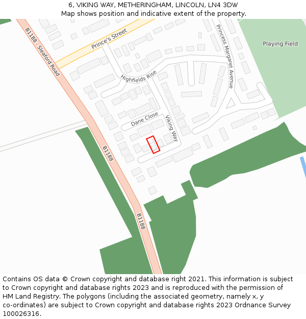 6, VIKING WAY, METHERINGHAM, LINCOLN, LN4 3DW: Location map and indicative extent of plot