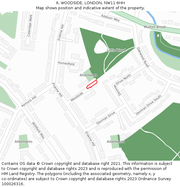 6, WOODSIDE, LONDON, NW11 6HH: Location map and indicative extent of plot