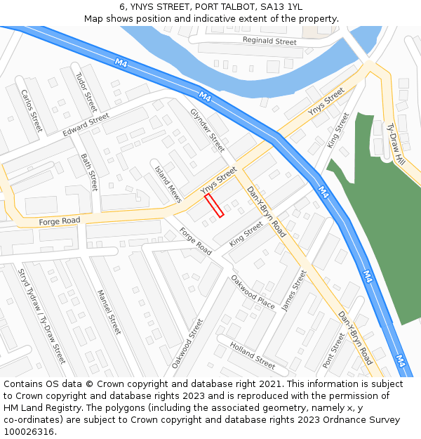 6, YNYS STREET, PORT TALBOT, SA13 1YL: Location map and indicative extent of plot