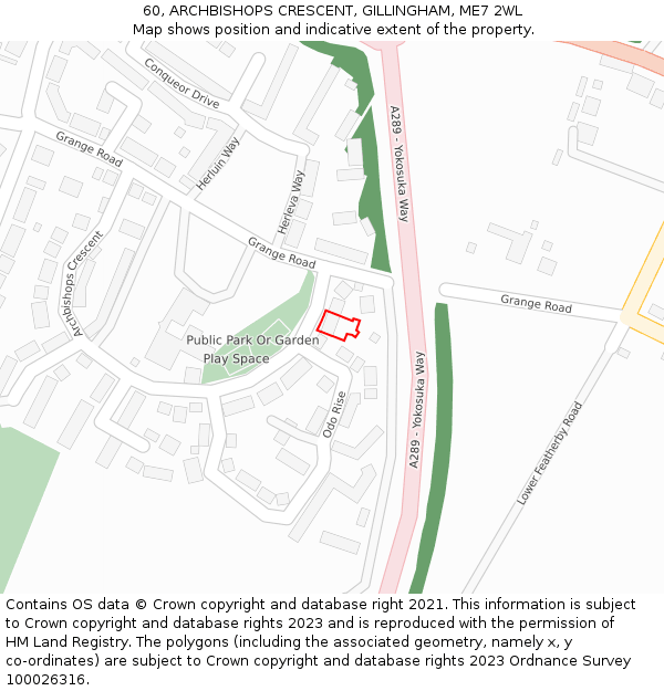 60, ARCHBISHOPS CRESCENT, GILLINGHAM, ME7 2WL: Location map and indicative extent of plot