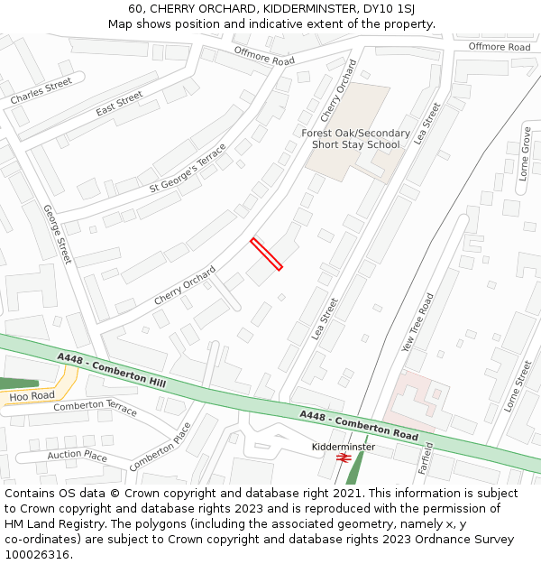 60, CHERRY ORCHARD, KIDDERMINSTER, DY10 1SJ: Location map and indicative extent of plot
