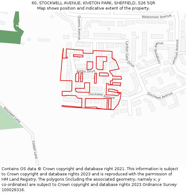 60, STOCKWELL AVENUE, KIVETON PARK, SHEFFIELD, S26 5QR: Location map and indicative extent of plot