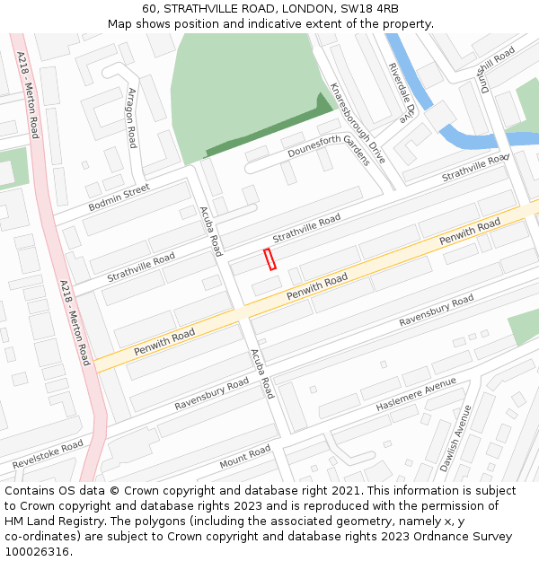 60, STRATHVILLE ROAD, LONDON, SW18 4RB: Location map and indicative extent of plot