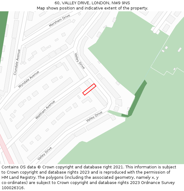 60, VALLEY DRIVE, LONDON, NW9 9NS: Location map and indicative extent of plot