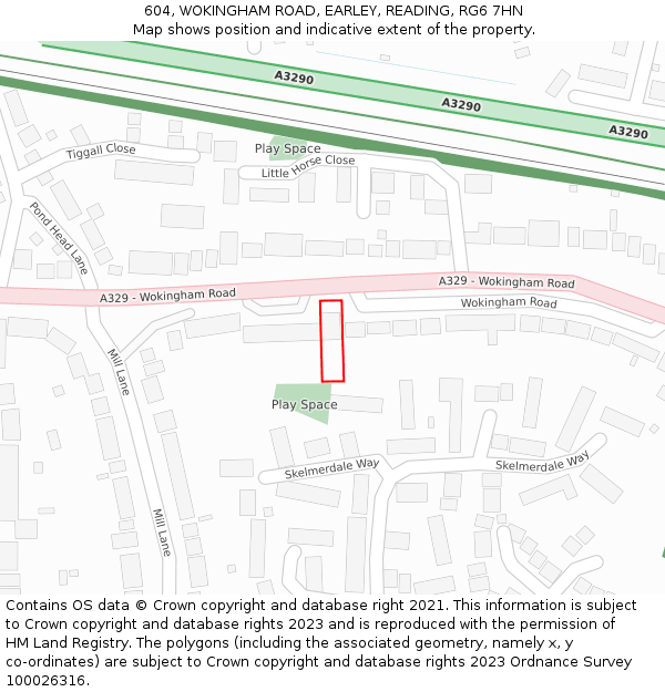604, WOKINGHAM ROAD, EARLEY, READING, RG6 7HN: Location map and indicative extent of plot