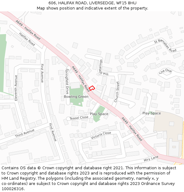 606, HALIFAX ROAD, LIVERSEDGE, WF15 8HU: Location map and indicative extent of plot
