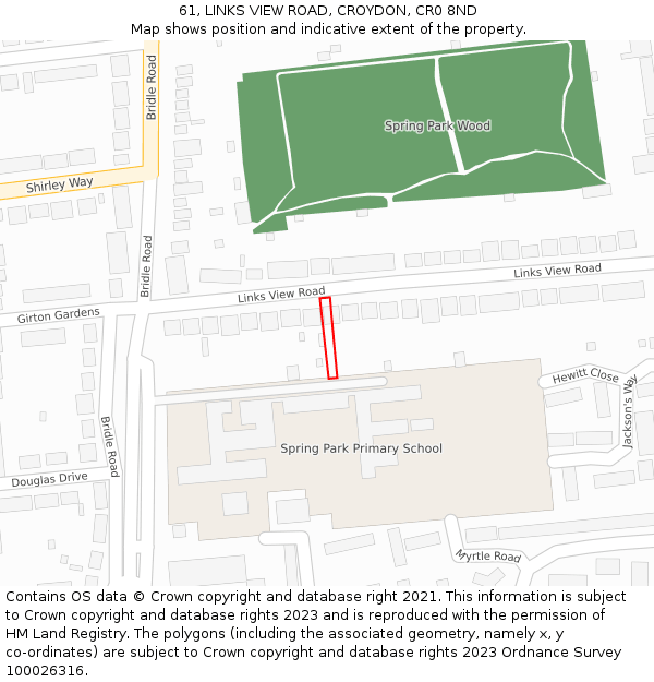 61, LINKS VIEW ROAD, CROYDON, CR0 8ND: Location map and indicative extent of plot