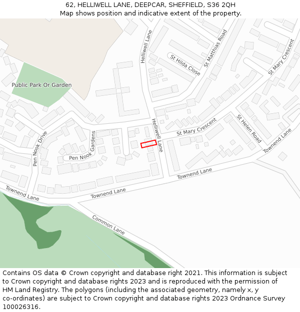 62, HELLIWELL LANE, DEEPCAR, SHEFFIELD, S36 2QH: Location map and indicative extent of plot