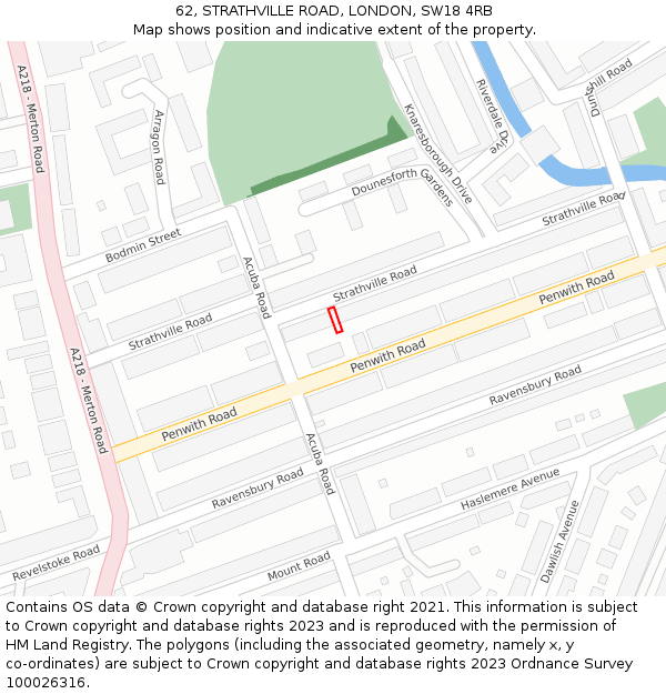 62, STRATHVILLE ROAD, LONDON, SW18 4RB: Location map and indicative extent of plot