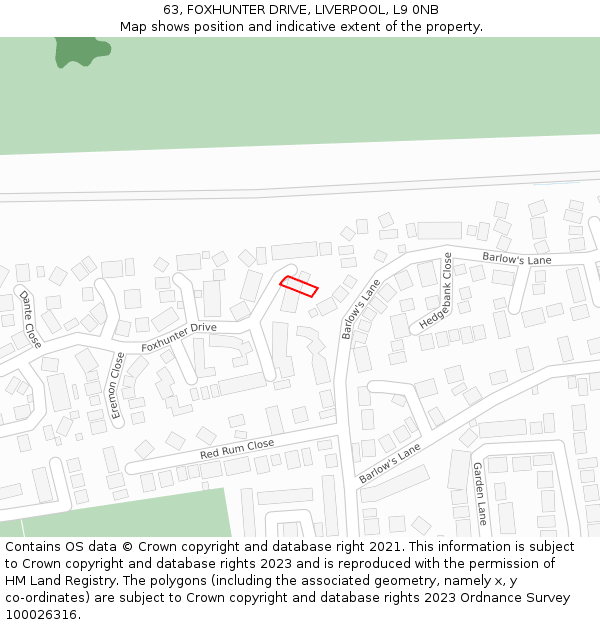63, FOXHUNTER DRIVE, LIVERPOOL, L9 0NB: Location map and indicative extent of plot