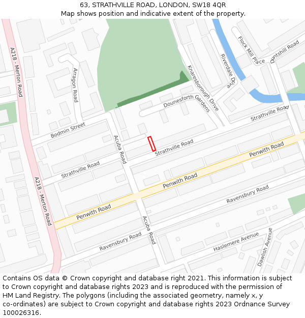 63, STRATHVILLE ROAD, LONDON, SW18 4QR: Location map and indicative extent of plot