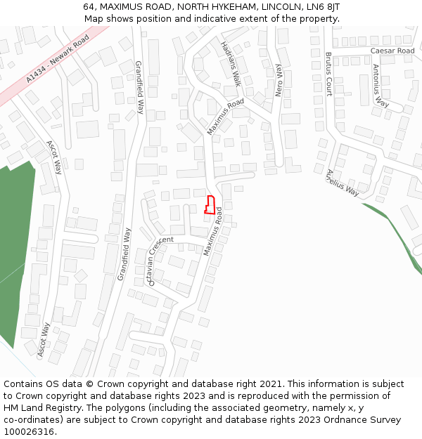 64, MAXIMUS ROAD, NORTH HYKEHAM, LINCOLN, LN6 8JT: Location map and indicative extent of plot