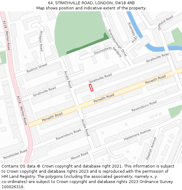 64, STRATHVILLE ROAD, LONDON, SW18 4RB: Location map and indicative extent of plot