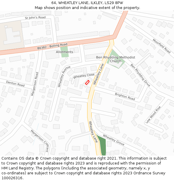 64, WHEATLEY LANE, ILKLEY, LS29 8PW: Location map and indicative extent of plot