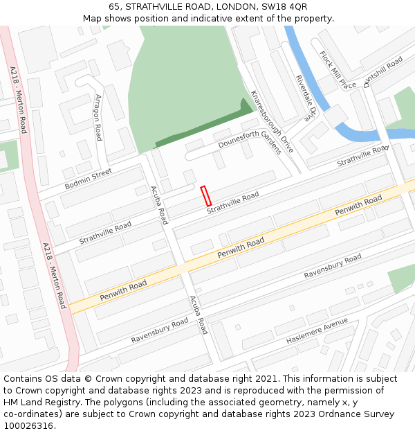 65, STRATHVILLE ROAD, LONDON, SW18 4QR: Location map and indicative extent of plot