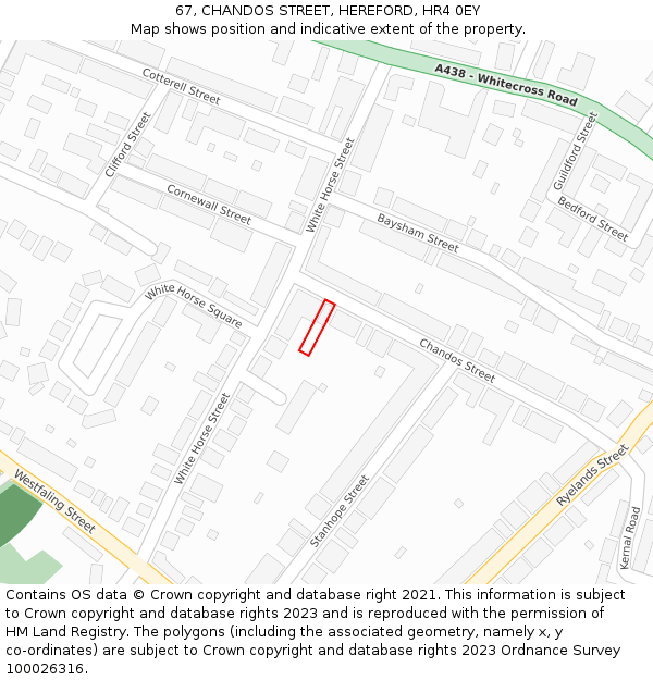 67, CHANDOS STREET, HEREFORD, HR4 0EY: Location map and indicative extent of plot