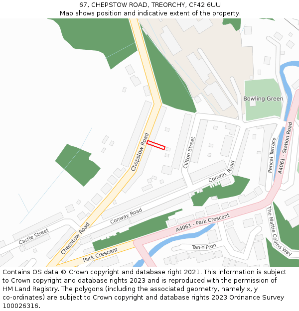 67, CHEPSTOW ROAD, TREORCHY, CF42 6UU: Location map and indicative extent of plot