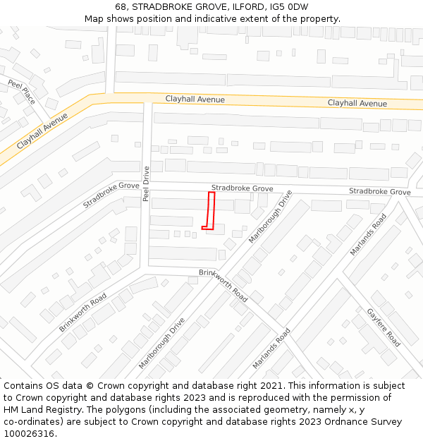 68, STRADBROKE GROVE, ILFORD, IG5 0DW: Location map and indicative extent of plot