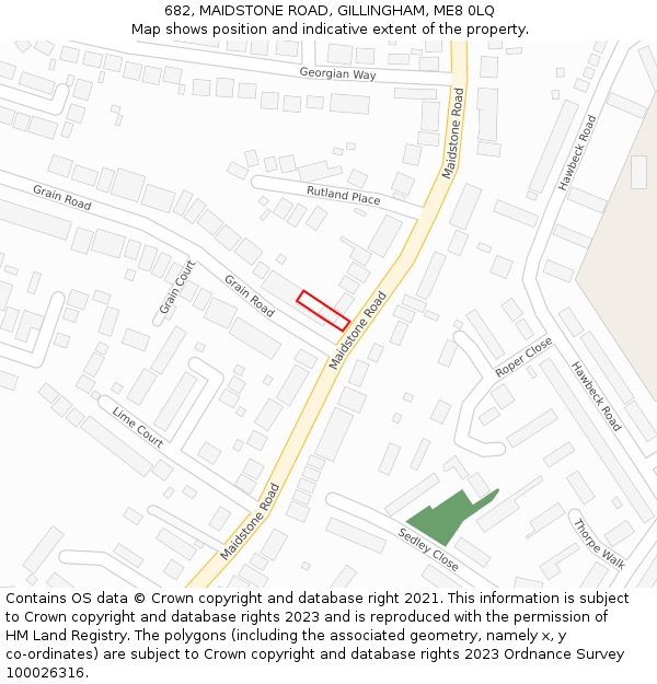 682, MAIDSTONE ROAD, GILLINGHAM, ME8 0LQ: Location map and indicative extent of plot