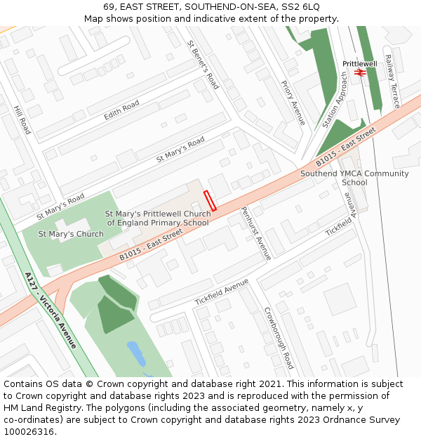 69, EAST STREET, SOUTHEND-ON-SEA, SS2 6LQ: Location map and indicative extent of plot