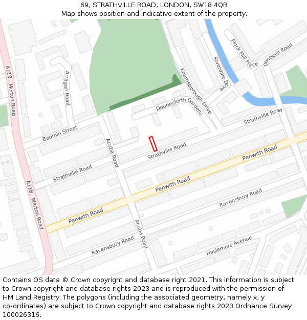 69, STRATHVILLE ROAD, LONDON, SW18 4QR: Location map and indicative extent of plot
